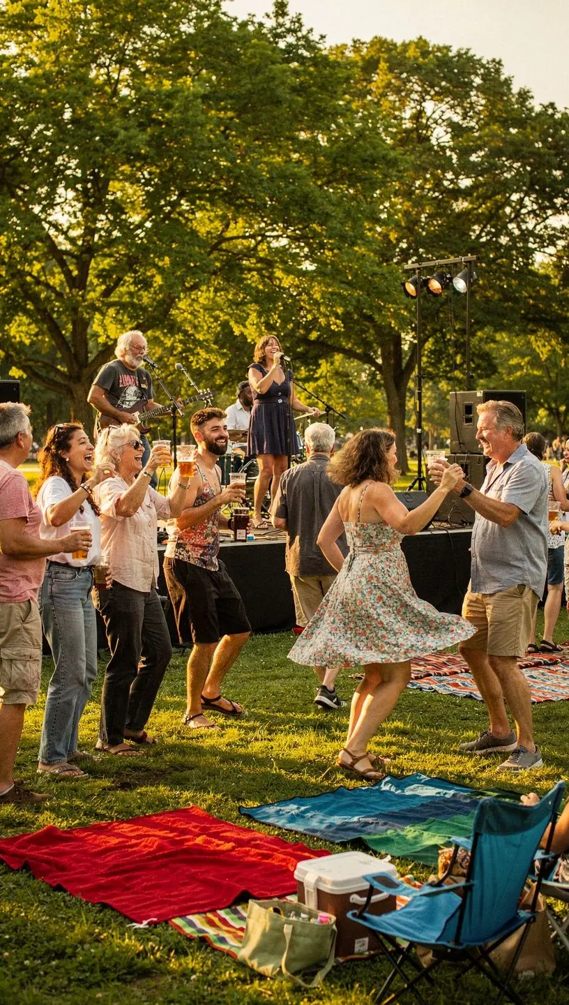 People socializing at a local cultural event